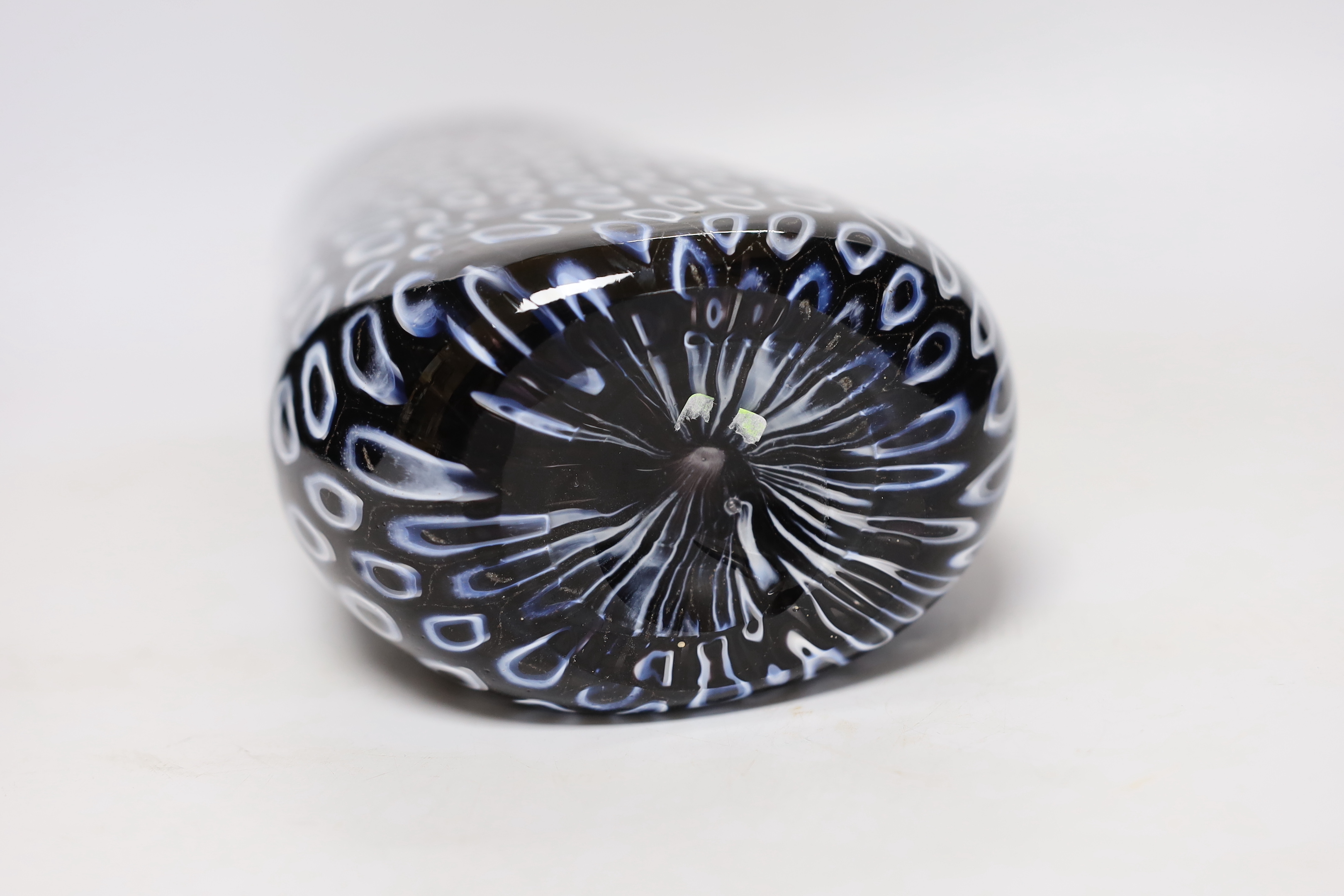 Vittorio Ferro (1932-2012) A Murano glass Murrine vase, with a white on black peacock feather ‘’eye’’ design, unsigned, 28cm, Please note this lot attracts an additional import tax of 20% on the hammer price